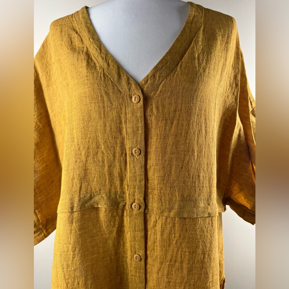 Poetry Fashion Honey Gold Linen Short-Sleeve Tunic Top, Size 8, NWT - Picture 6 of 16